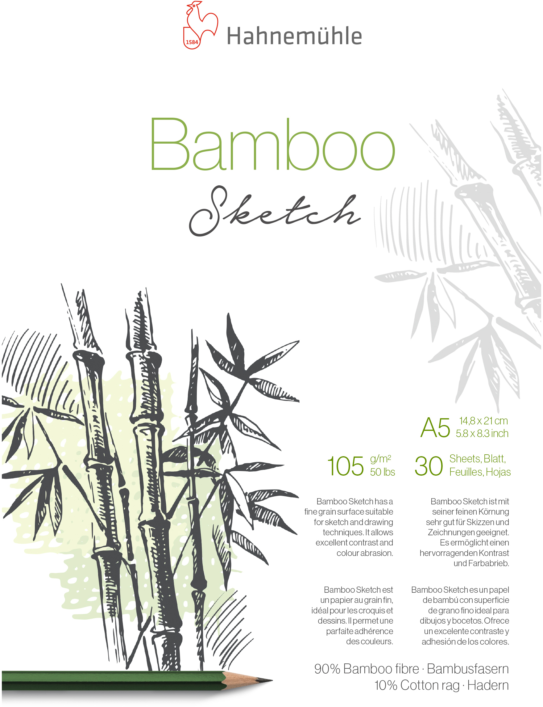 photo HAHNEMÜHLE Bloc à dessin Bamboo A5 10628560 blanc, 105g 30 feuilles