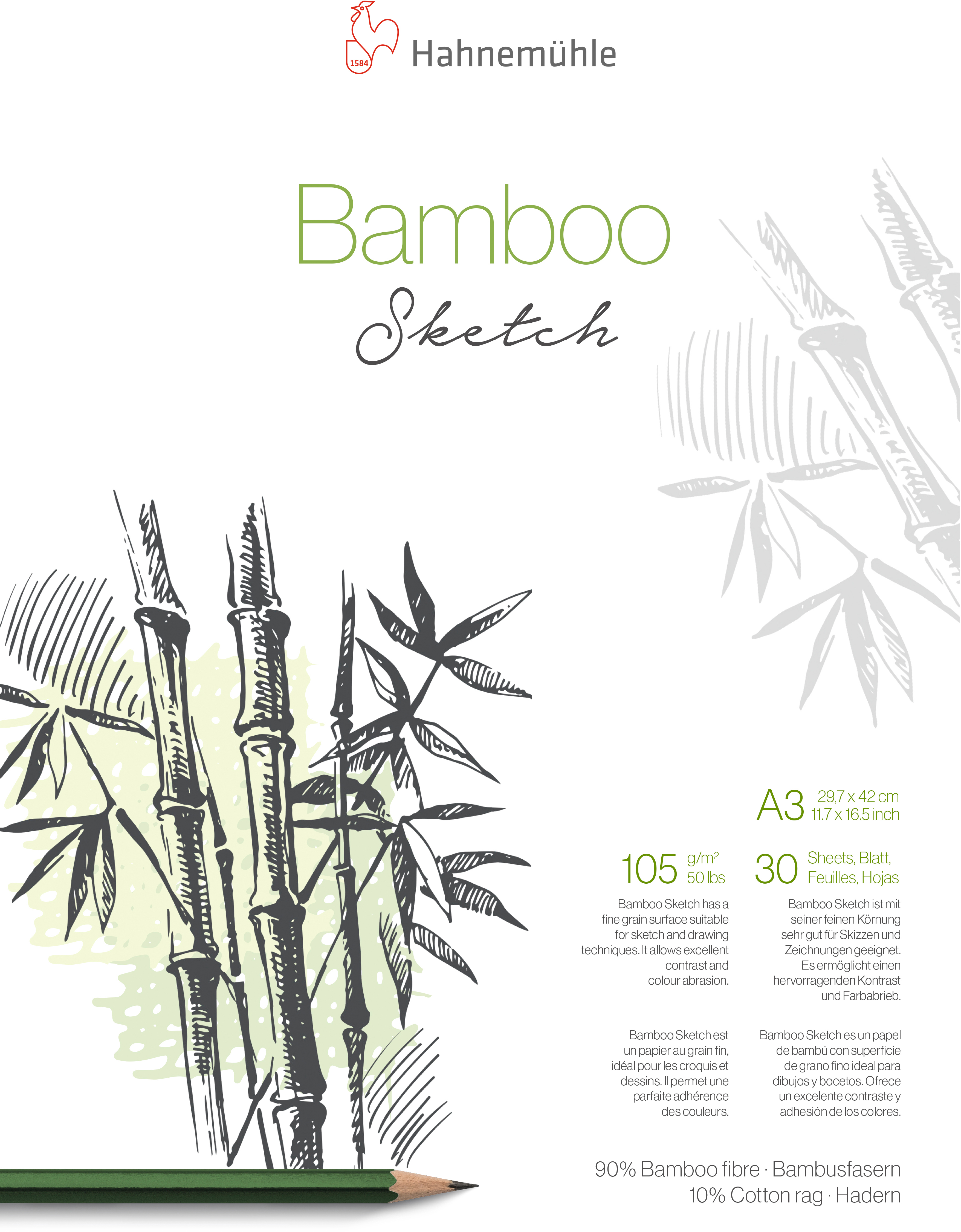 photo HAHNEMÜHLE Bloc à dessin Bamboo A3 10628562 blanc, 105g 30 feuilles