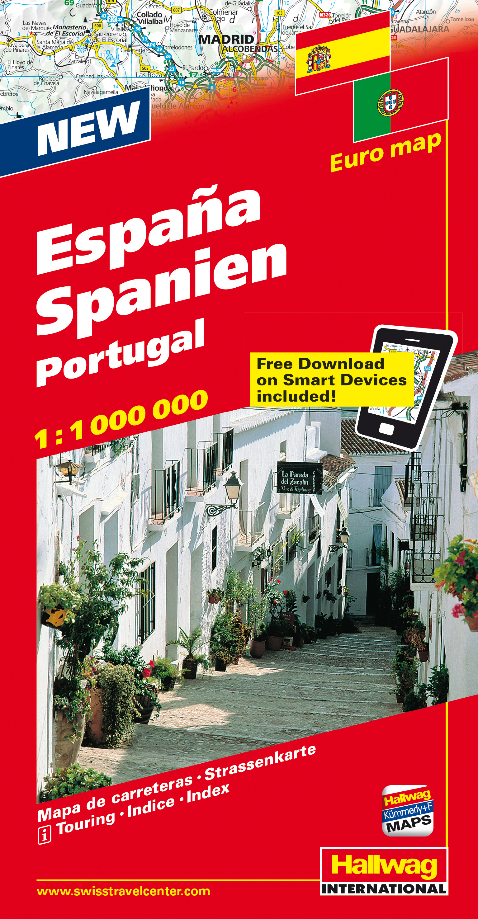 photo HALLWAG Carte routière 3-8283-1080- Espagne-Portugal 1:1 Mio.