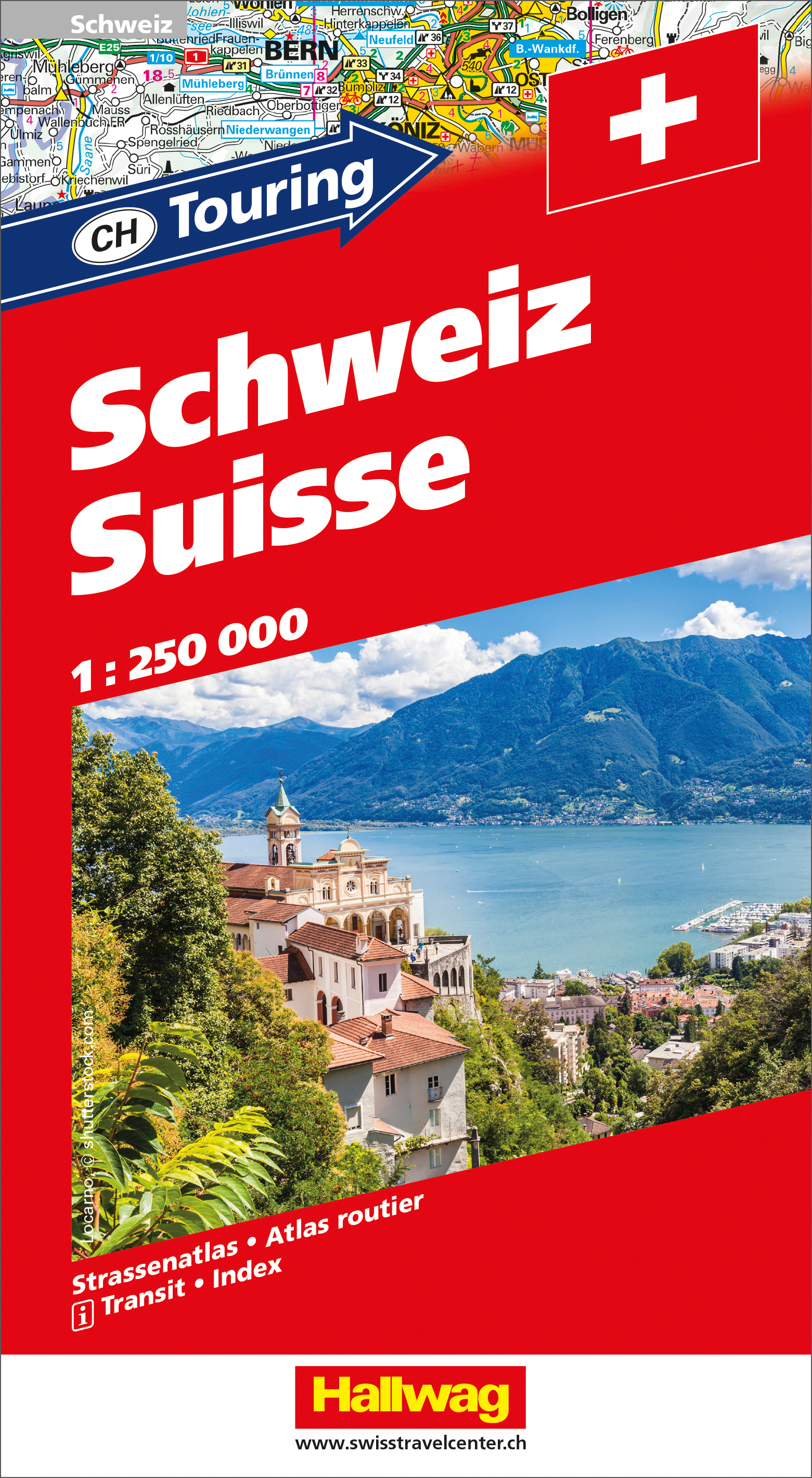HALLWAG Strassenatlas 13x24cm 382830048 CH-Touring Schweiz 1:250'000