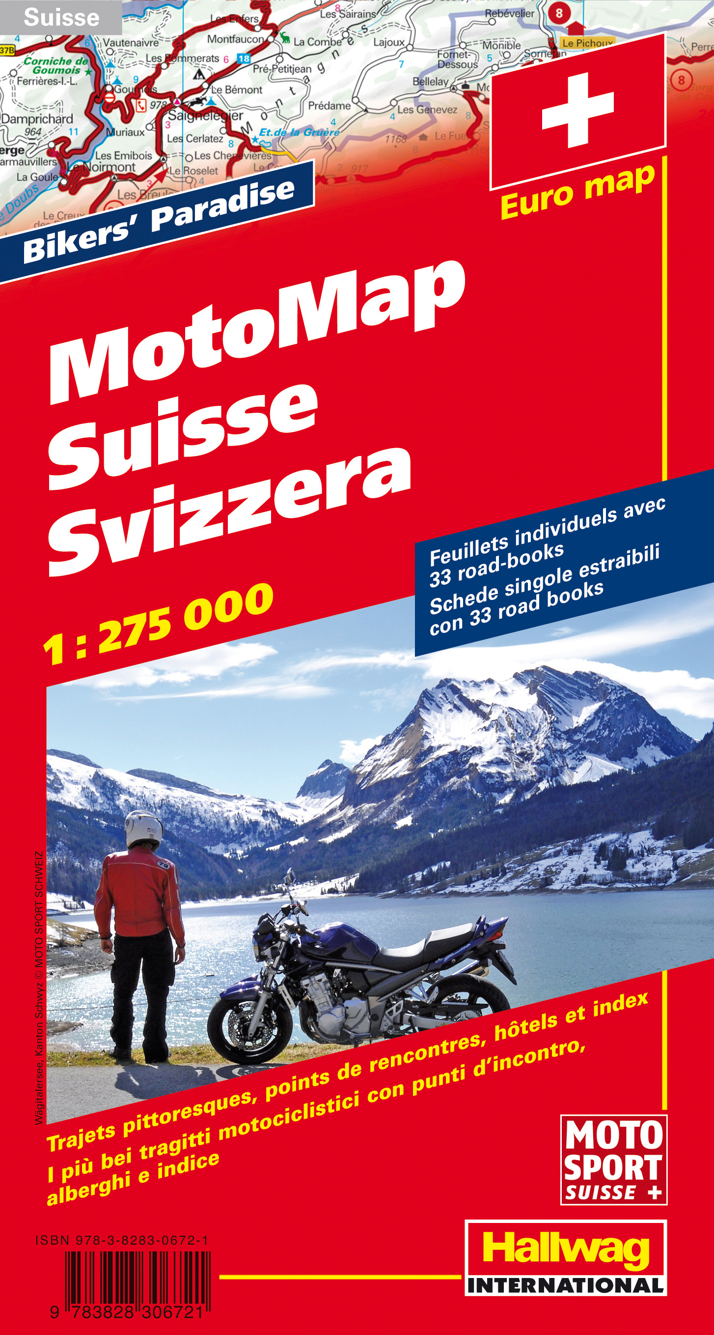 HALLWAG MotoMap 382830972 Schweiz 1:275'000