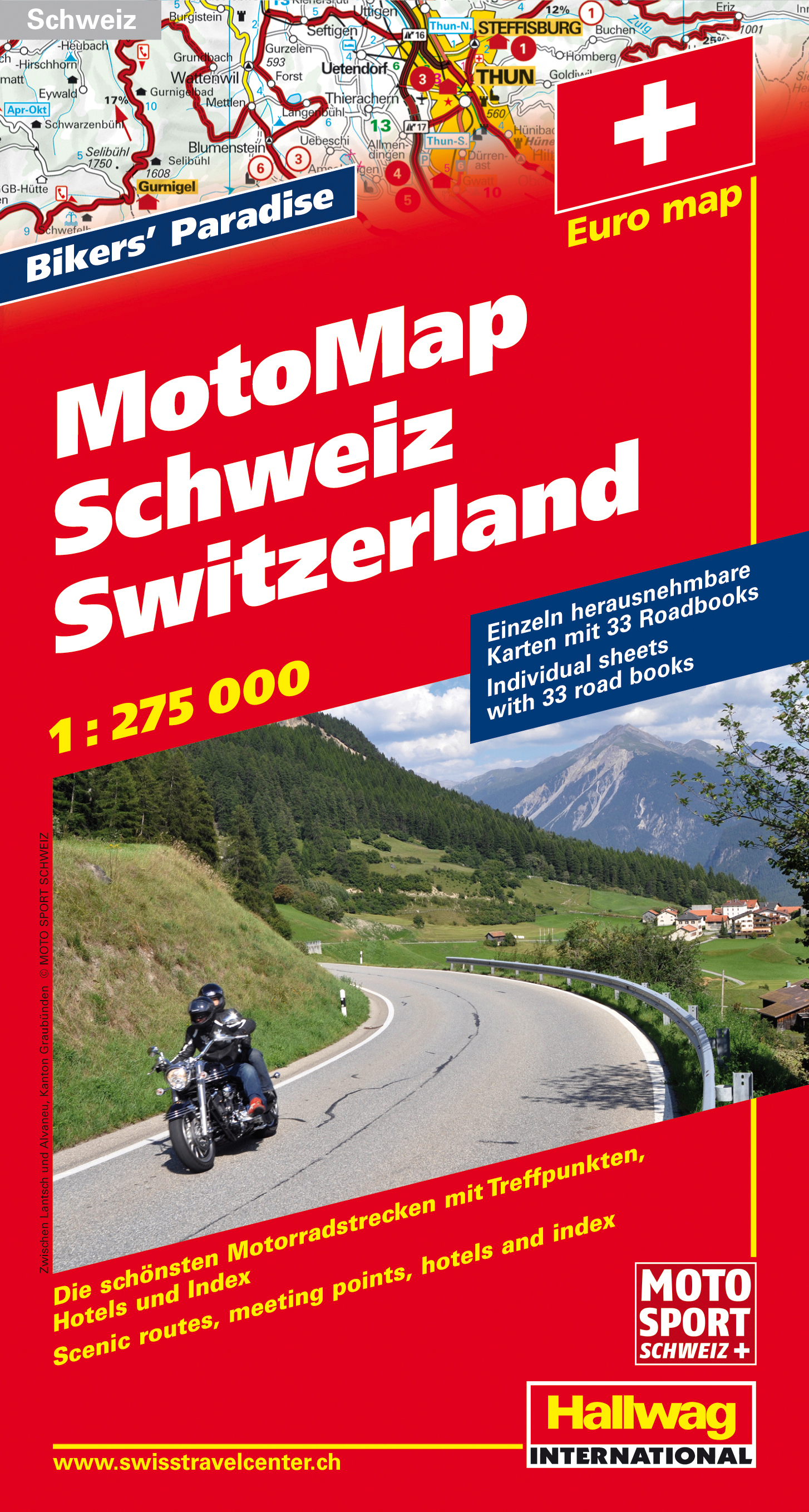 HALLWAG MotoMap 382830972 Schweiz 1:275'000
