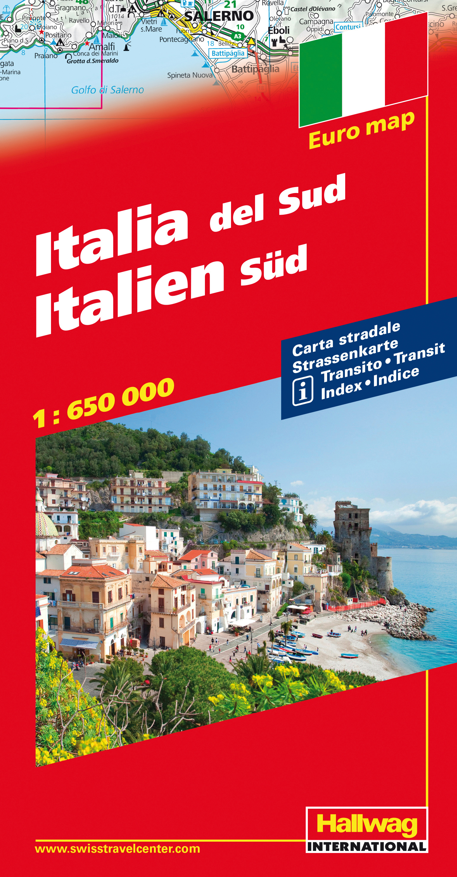 Straßenkarte Italien Süd, HALLWAG, 1 : 650'000<br>