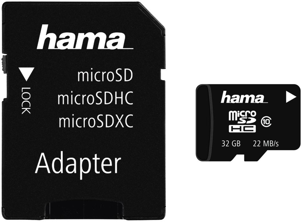 HAMA Carte mémoire microSDHC 32GB 108089 Class 10 22MB/s, Adapt. Class 10 22MB/s, Adapt.