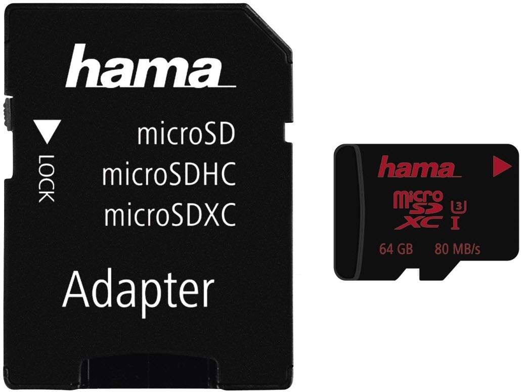 HAMA Carte microSDXC 64GB UHS 123982 Class 3 UHS-I 80MB/s,Adapt. Class 3 UHS-I 80MB/s,Adapt.