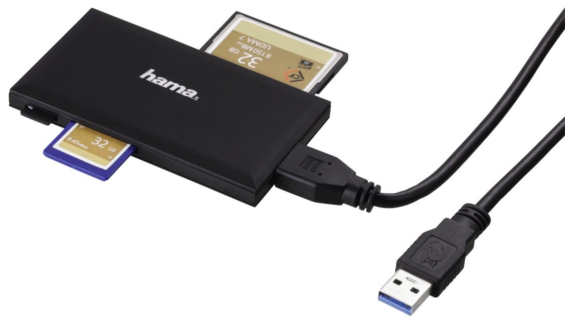 HAMA Lecteur multi-cartes USB 3.0 181018 SD/microSD/CF/MS, noir