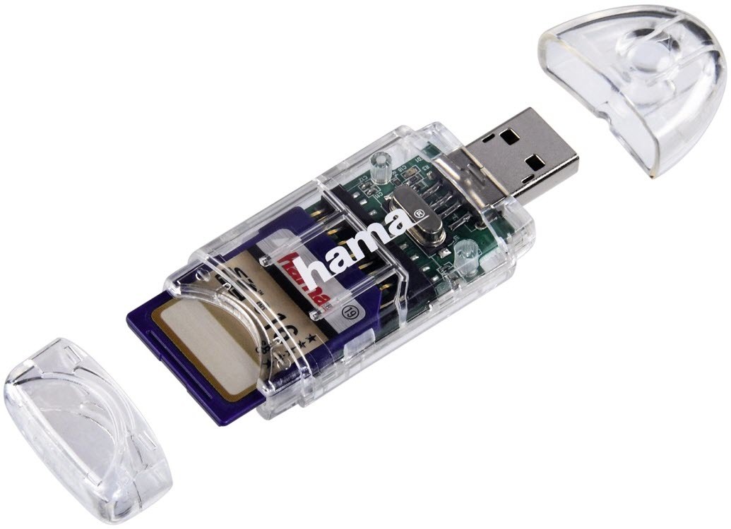 HAMA Lecteur USB 2.0 8en1 91092 SD/microSD, transparent