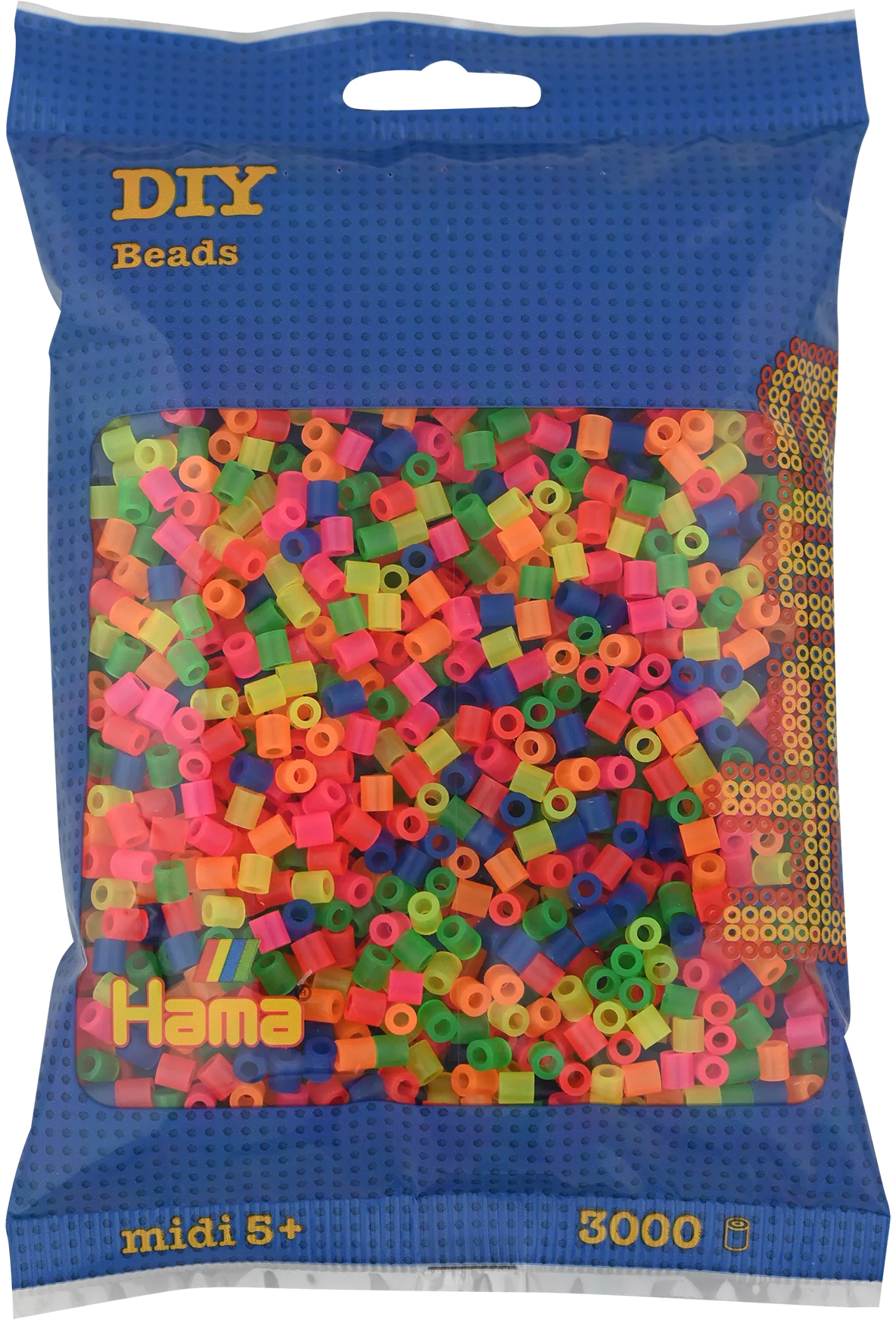 photo HAMA Perles à repasser Midi G101201-51 3 000 perles, mix fluo 51