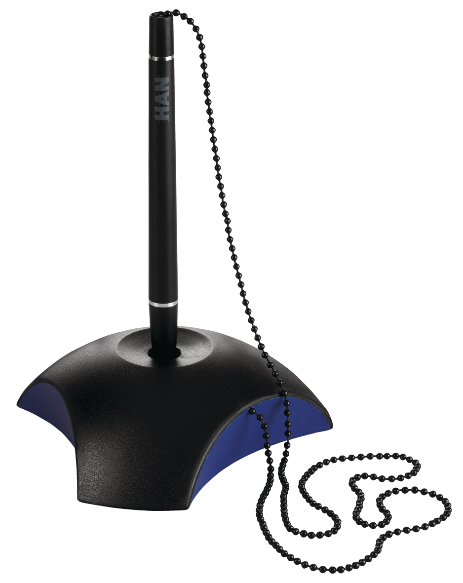 photo HAN Stylo sur socle DELTA 6.35 59x150x59mm, noir/bleu