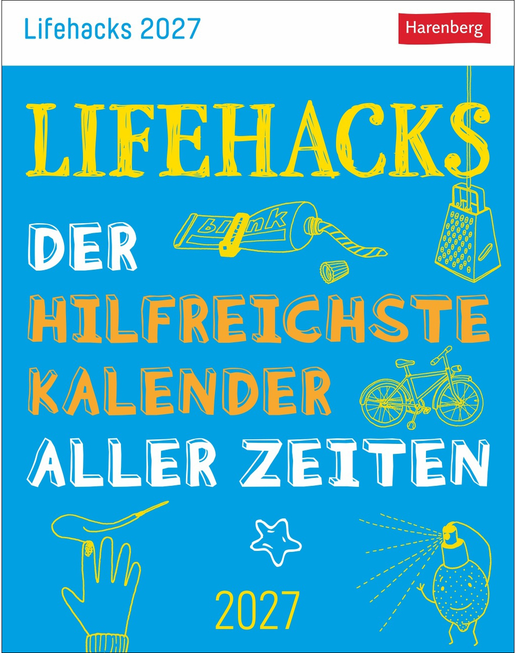 photo HARENBERG Calendrier détachable 2027 3309949+27 Lifehacks DE 11x14cm