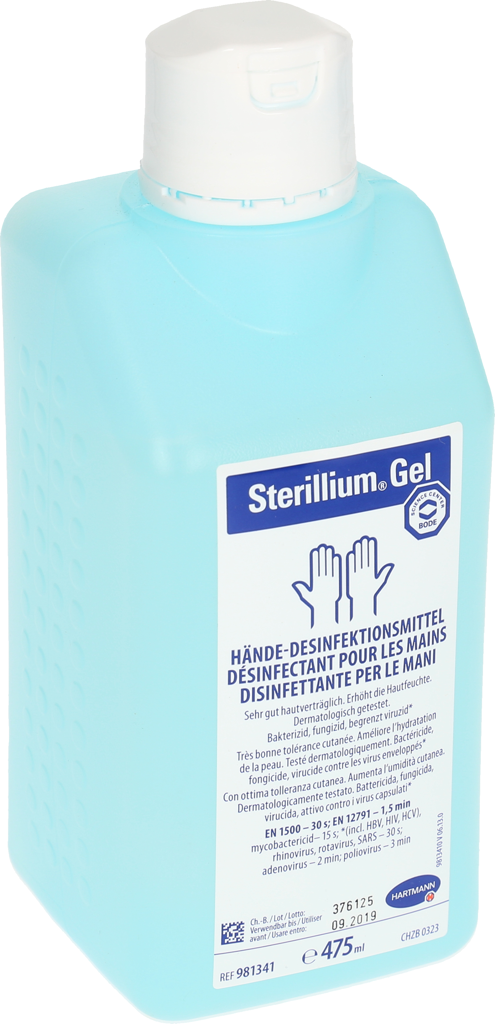 photo HARTMANN Hand sanitiser gel 475ml 9813414 sans application