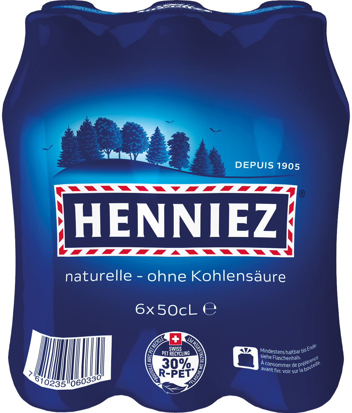 HENNIEZ bleu, pas de gaz, Pet 129400001252 50 cl, 6 pcs.