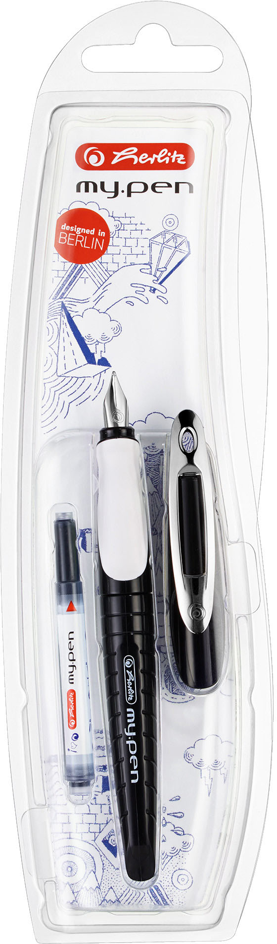 HERLITZ my.pen stylo plume M 10999746 Noir/Blanc Noir/Blanc