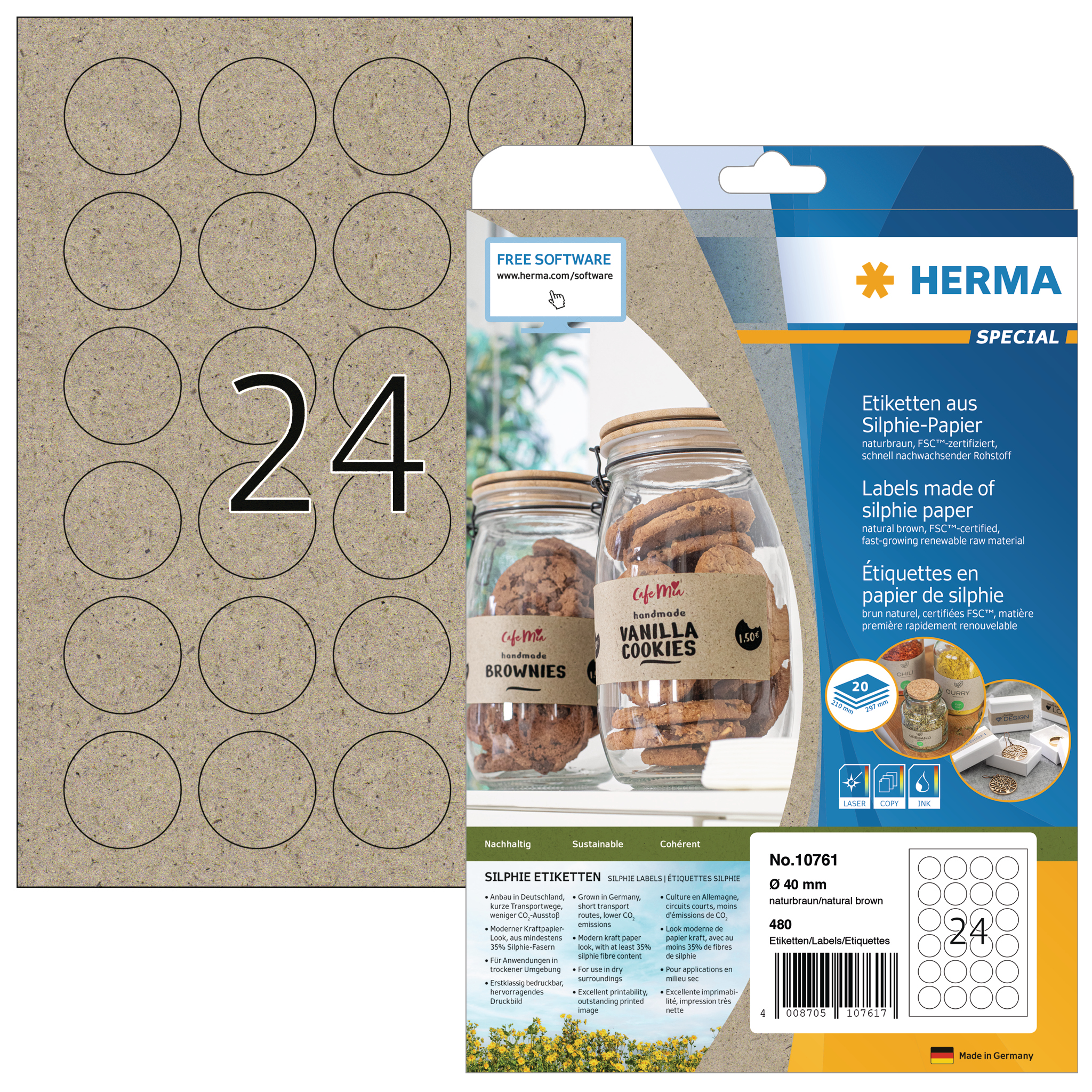 HERMA Étiquettes rond 40 mm 10761 en papier silphie 480 pcs.