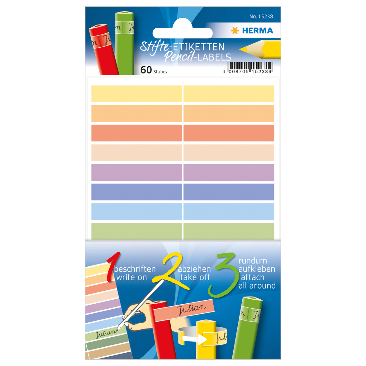 HERMA Étiquettes pour crayons 15238 10x46mm, adhésives 10x46mm, adhésives