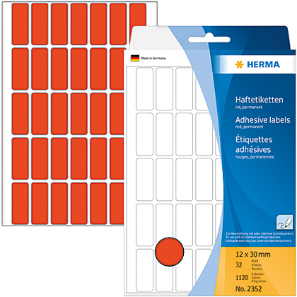 HERMA Etiquettes 12×30mm 2352 rouge 1120 pcs. rouge 1120 pcs.