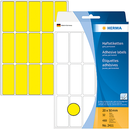 HERMA Etiquettes 20×50mm 2411 jaune 480 pcs.