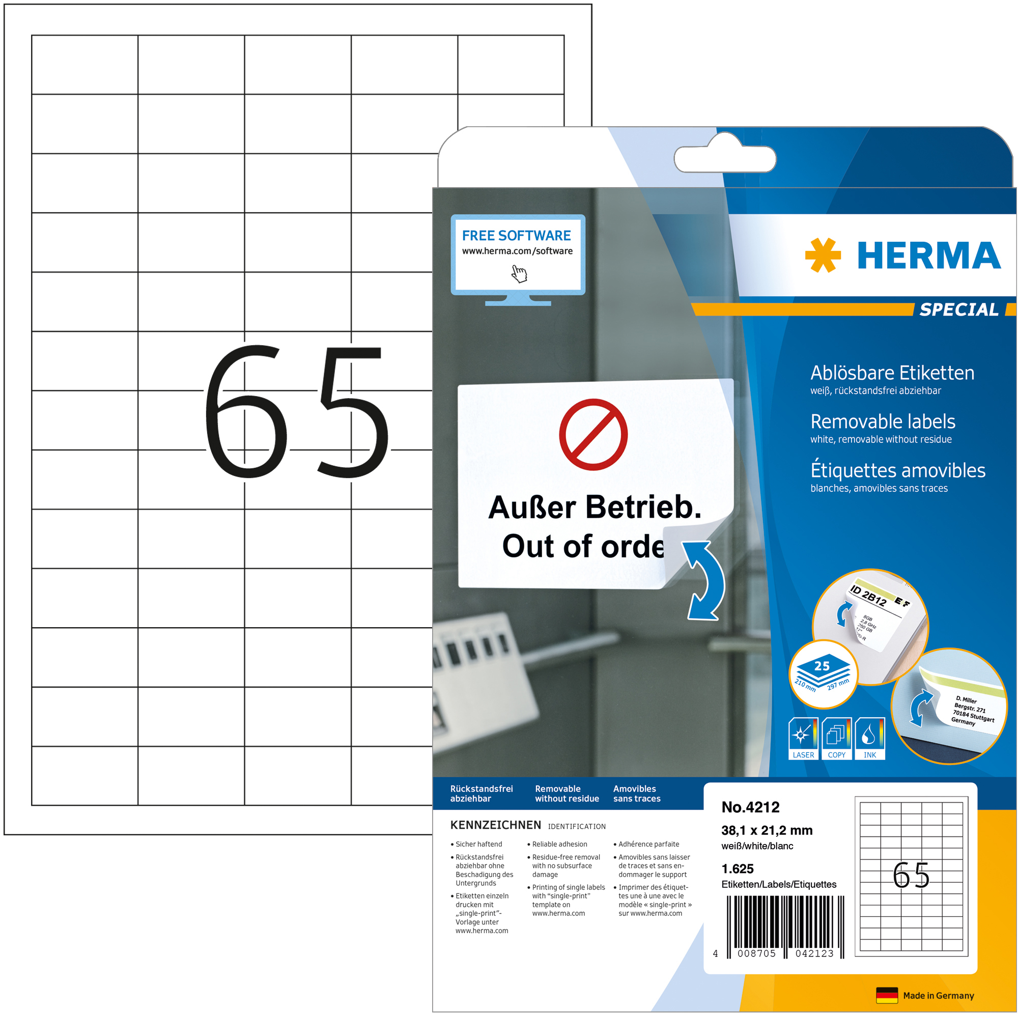 HERMA Etiquettes Special 38×21,2mm 4212 étiquettes prix 1625 pcs.