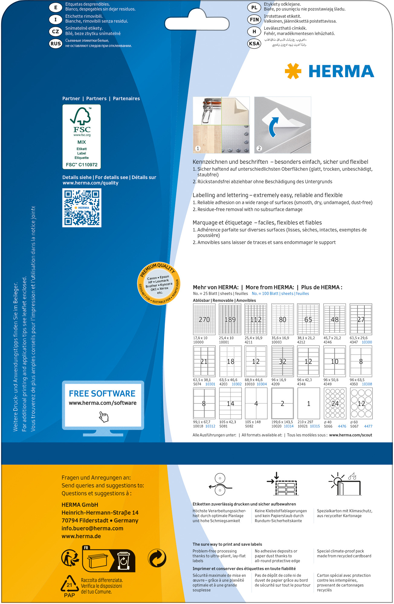 HERMA Etiquettes Movables 20mm 4386 blanc, non perm. 2400 pcs.