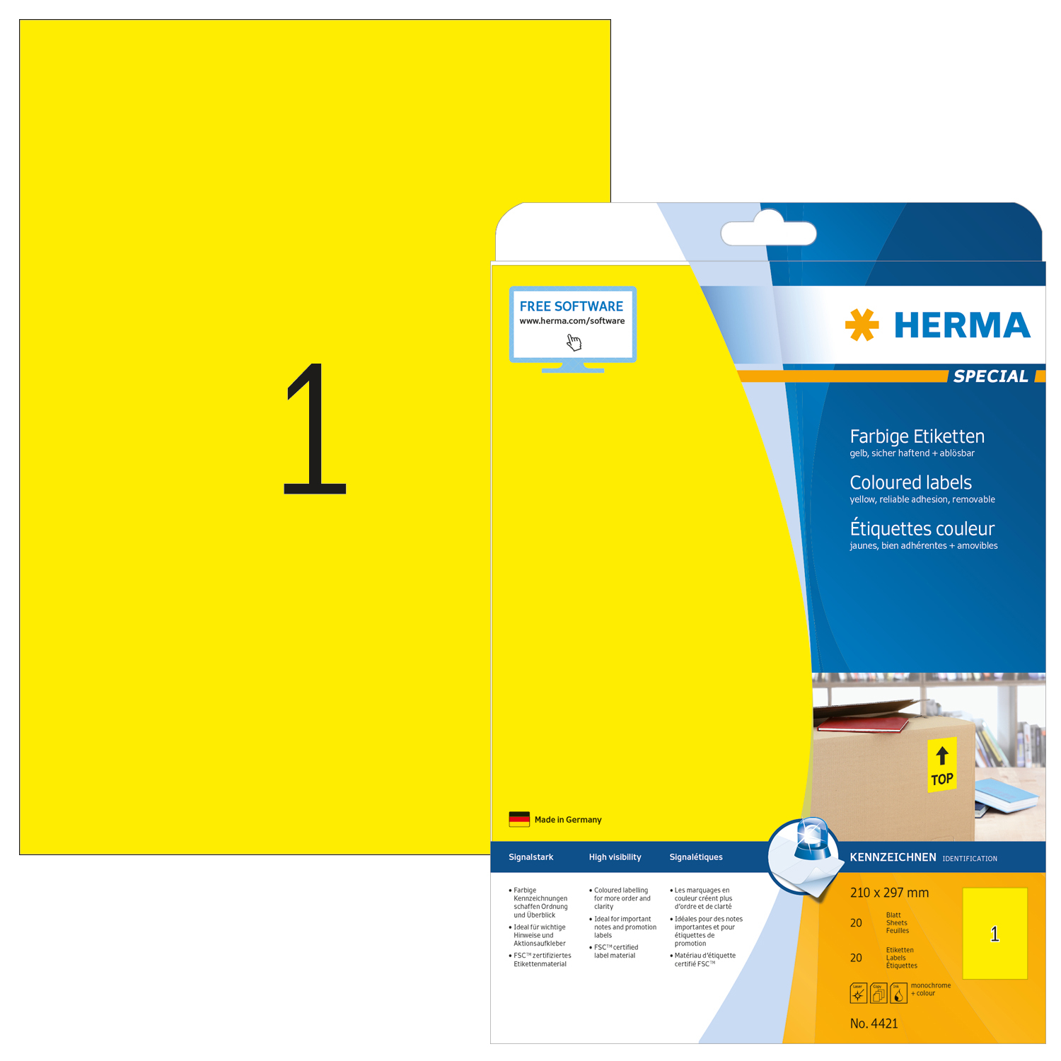 HERMA Etiquettes Special A4 4421 jaune 20 pcs.