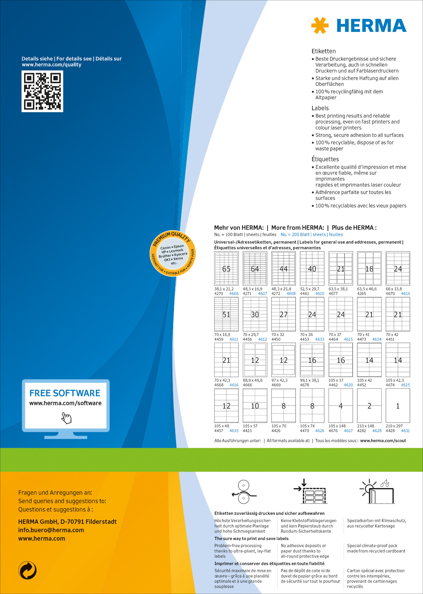 HERMA Étiquettes univers. 70x37mm 4615 blanc 4800 pcs./200 flls.