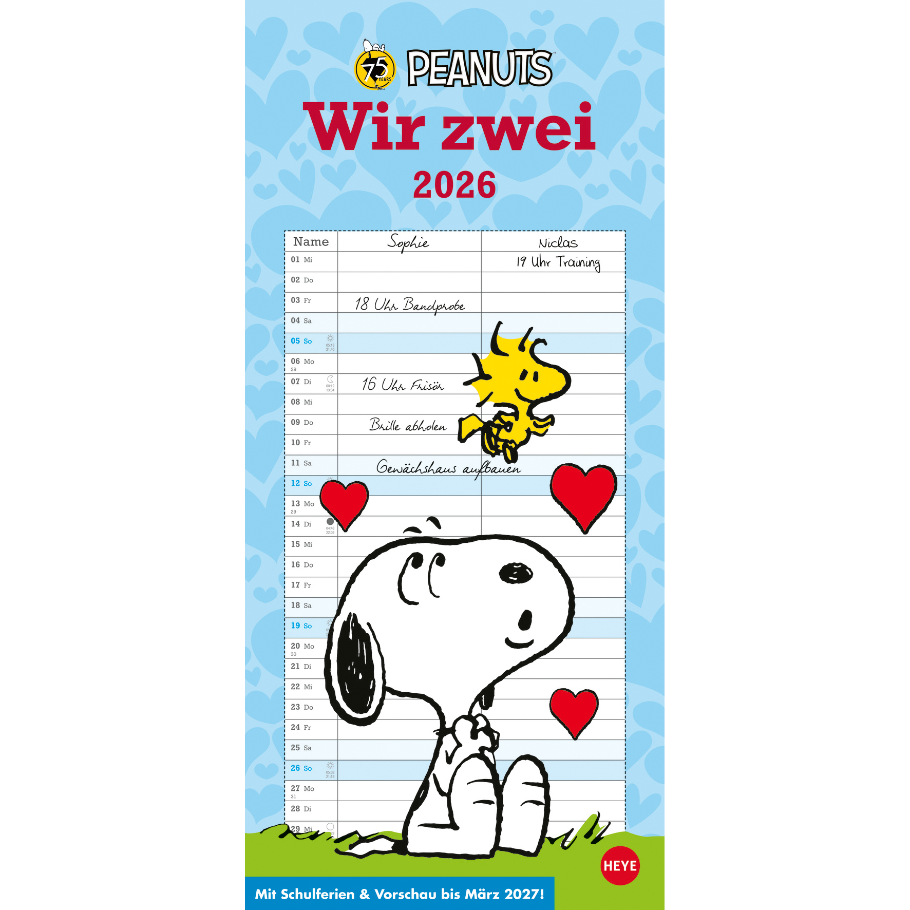 photo HEYE Planifica. pour 2 Peanuts 2026 21302+26 1M/1P AL 2 colonnes 16x34.7cm