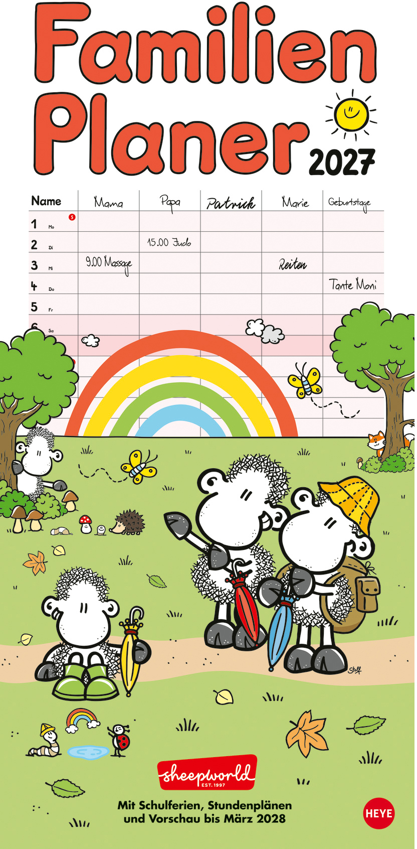 photo HEYE Planificateur Sheepworld 2027 22343+27 1M/1P AL 5 colonnes 21x45cm