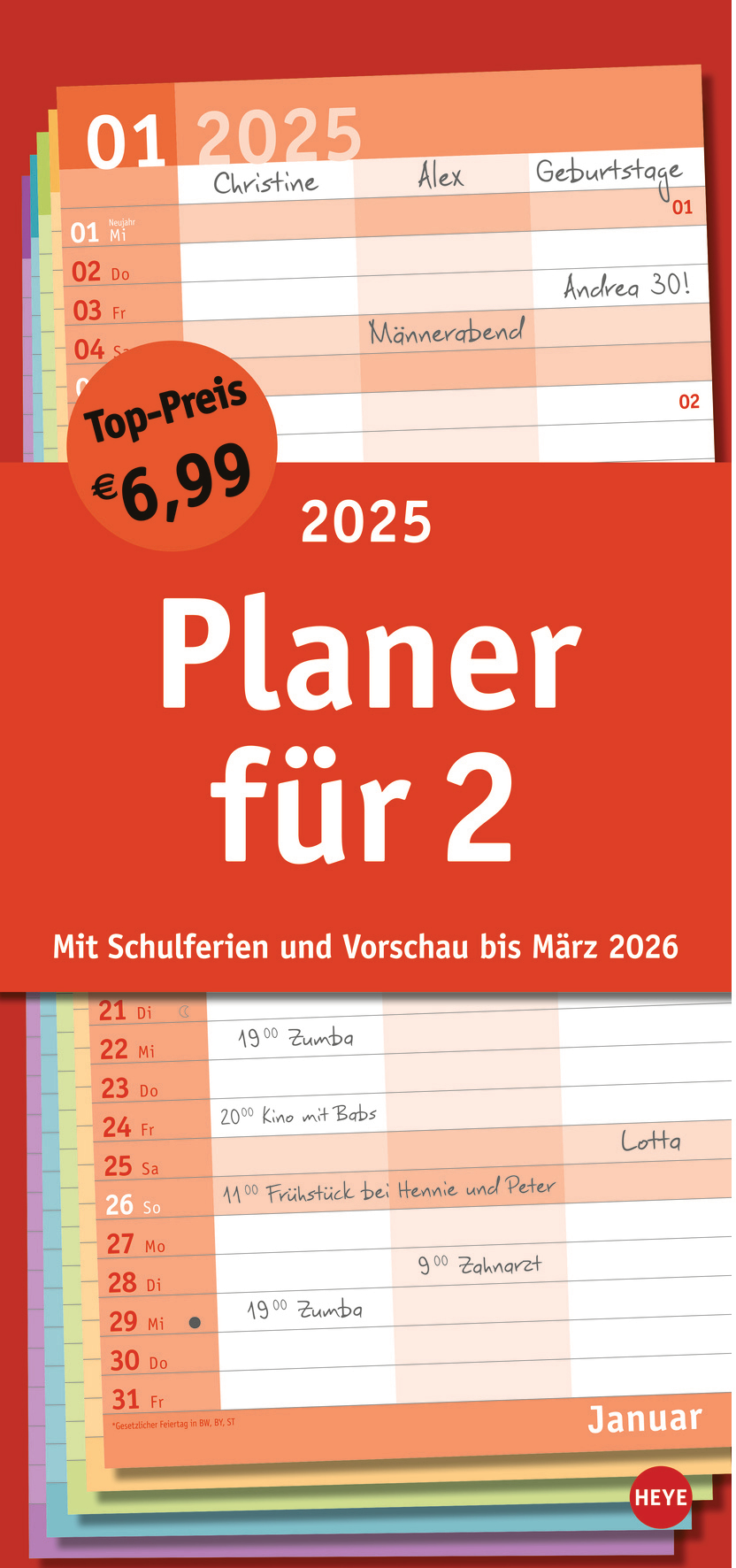 HEYE Planer für zwei Basic 2025 22489+25 DE 21x45cm