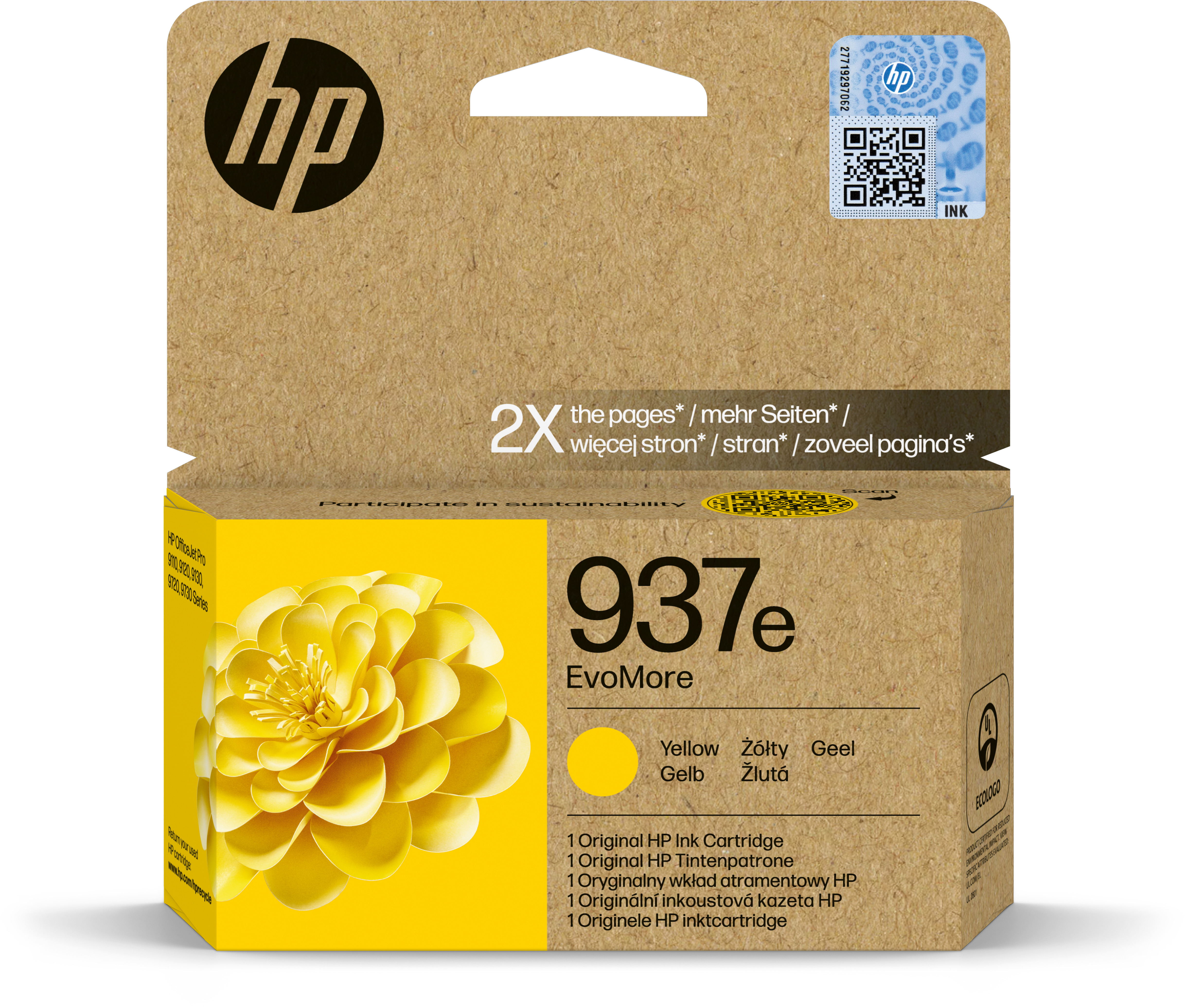 photo HP Cart. d'encre 937e yellow 4S6W8NE OfficeJet 9110b/9120 1650 p.