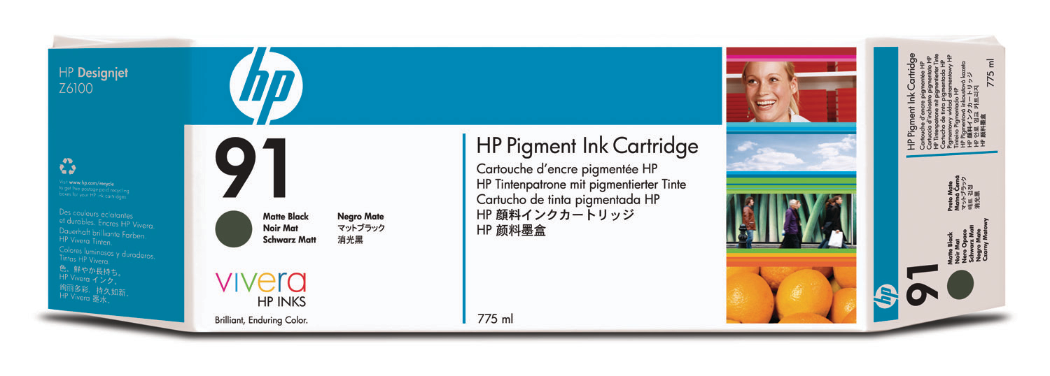 HP Cart. d'encre 91 mat noir C9464A DesignJet Z6100 775ml