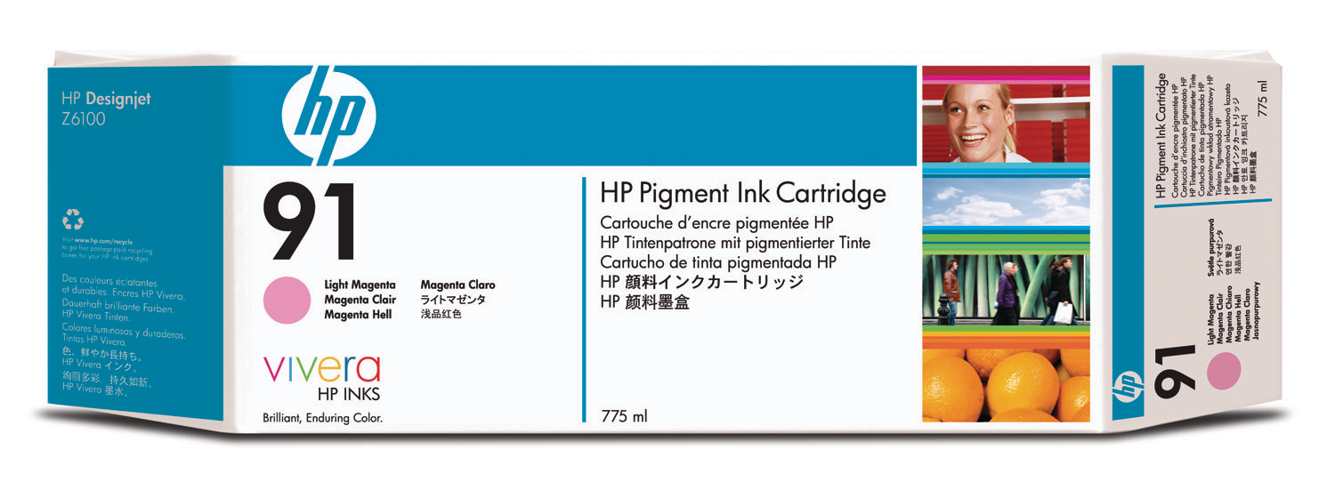 HP Cart. d'encre 91 magenta light C9471A DesignJet Z6100 775ml