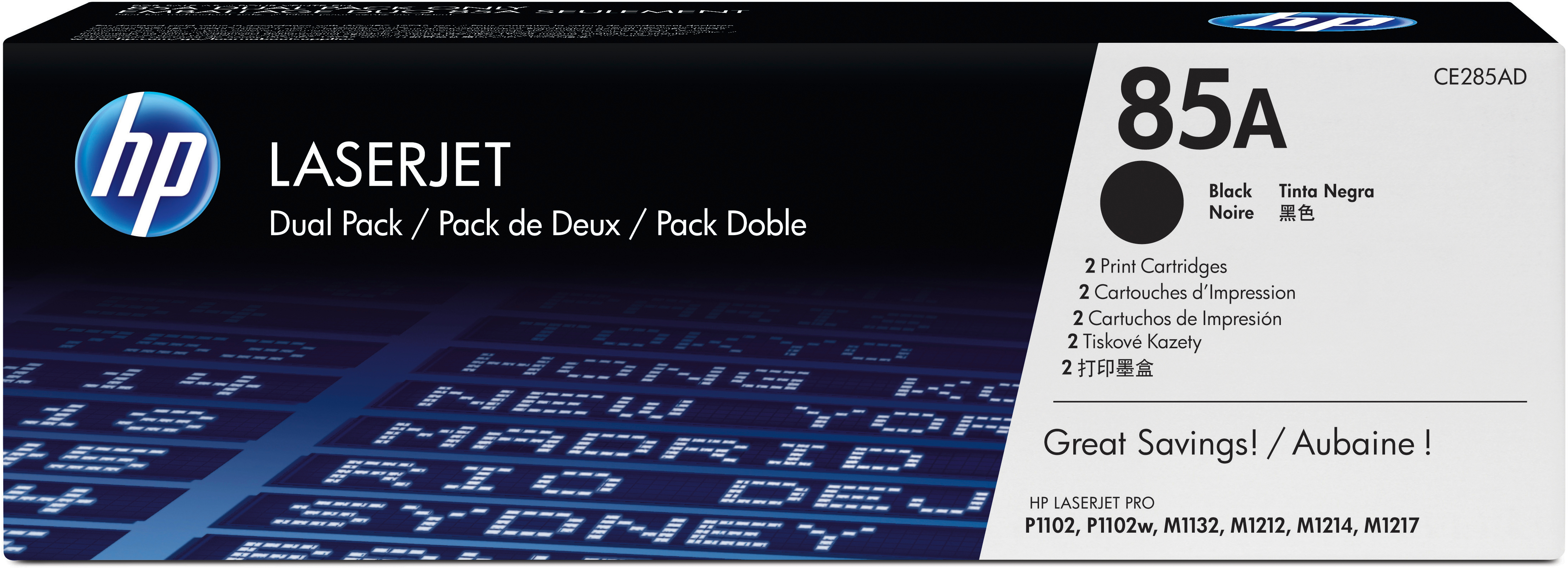 photo HP Cartouche toner 85A noir CE285AD LaserJet Pro P1102 2 pièces