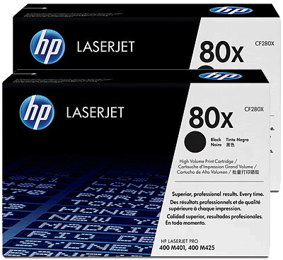 photo HP Cartouche toner 80X noir CF280XD LaserJet Pro 400 2 pcs.