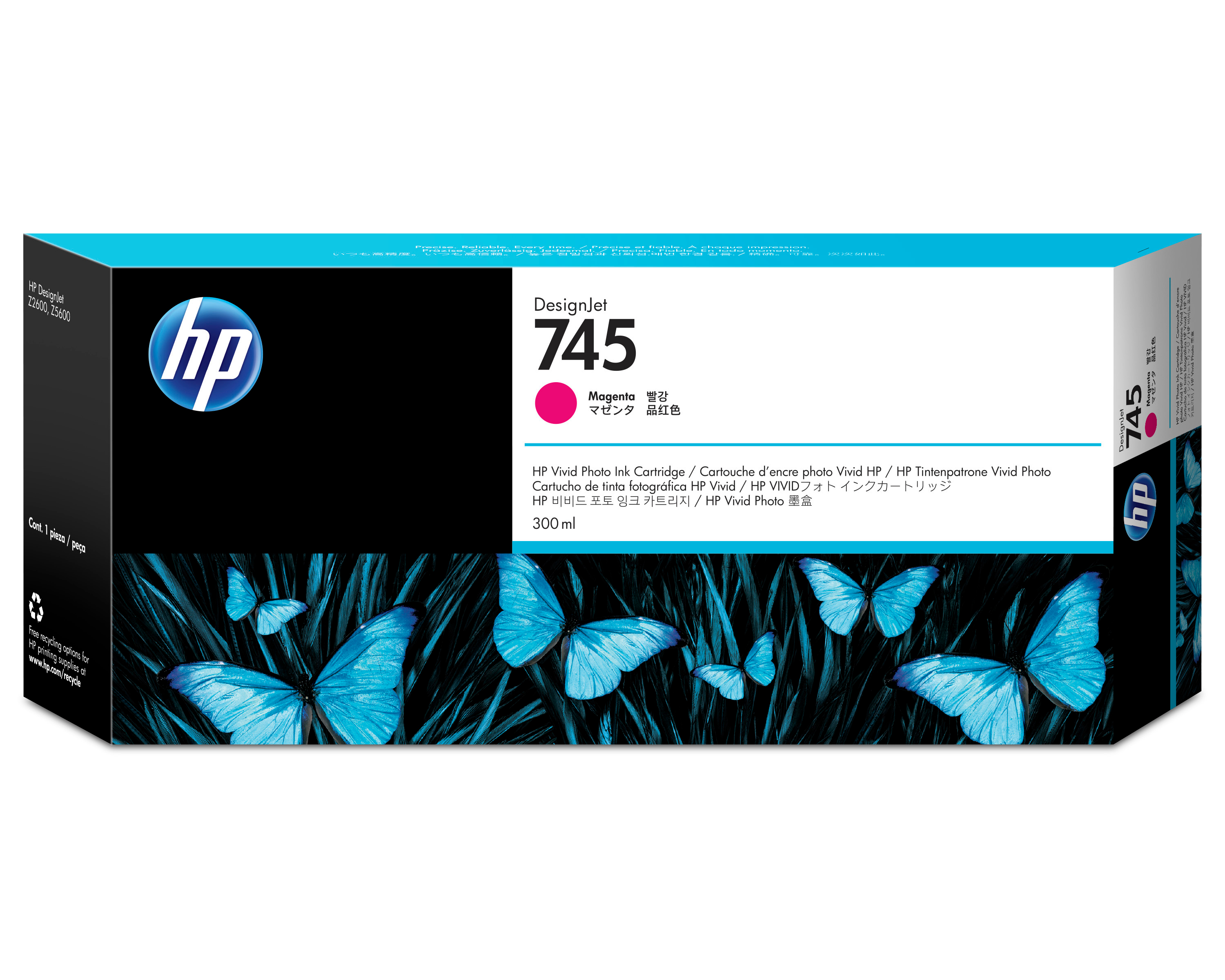 photo HP Cart. d'encre 745 magenta F9K01A DesignJet Z5600 300ml