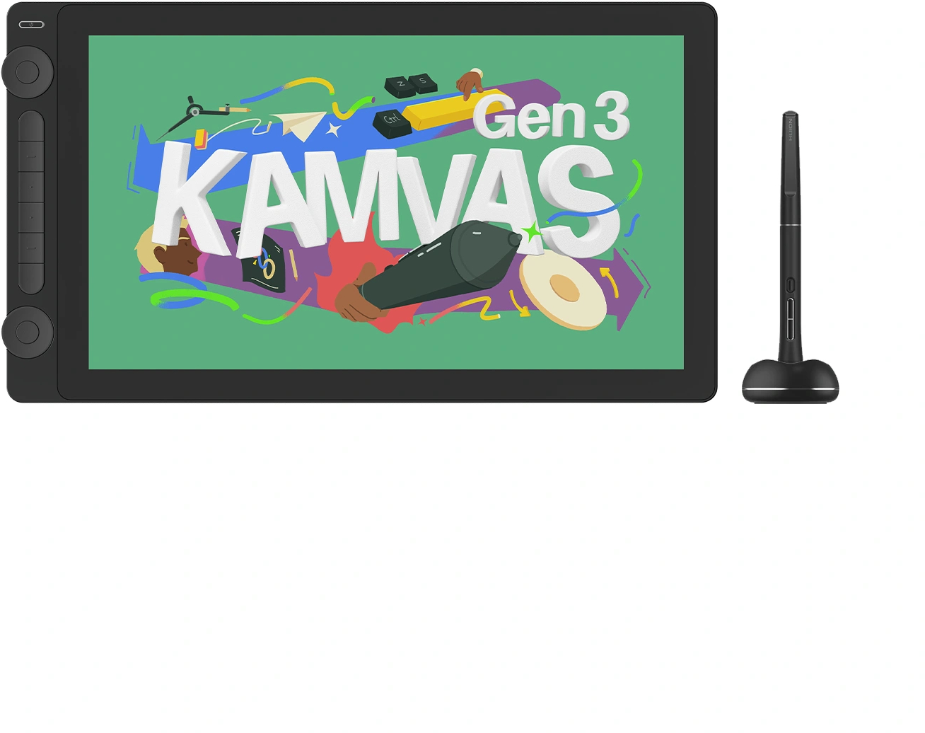 photo HUION Kamvas 16 Gen 3 IPS QHD Black GS1563 16384Levels, 6 Keys USB-C