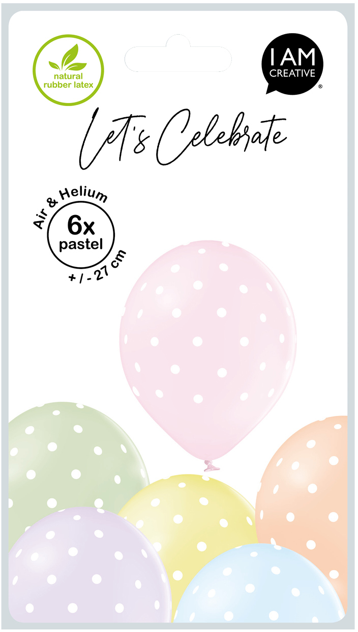 photo I AM CREATIVE Ballons petits points 27cm 1000-1056 pastel 6 pièces