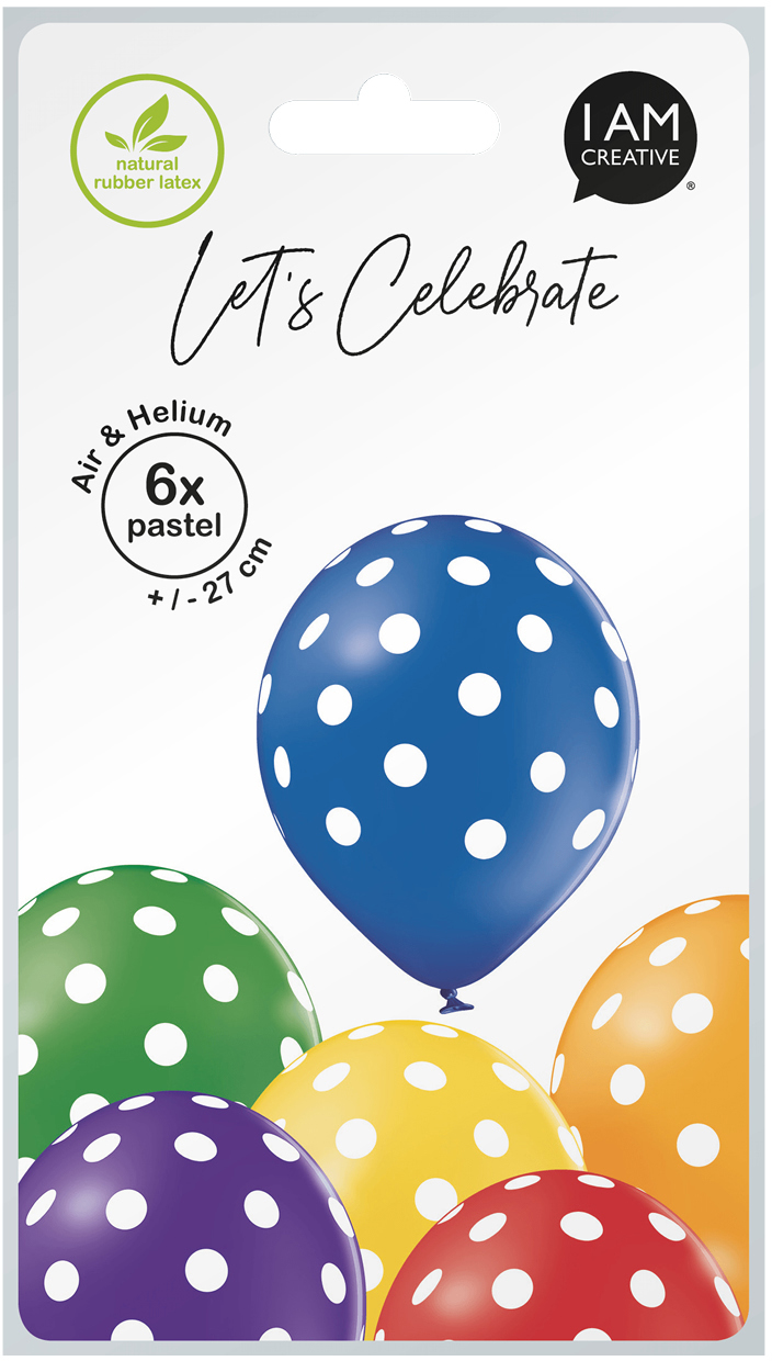 photo I AM CREATIVE Ballons gros points 27cm 1000-1057 Mix 6 pièces