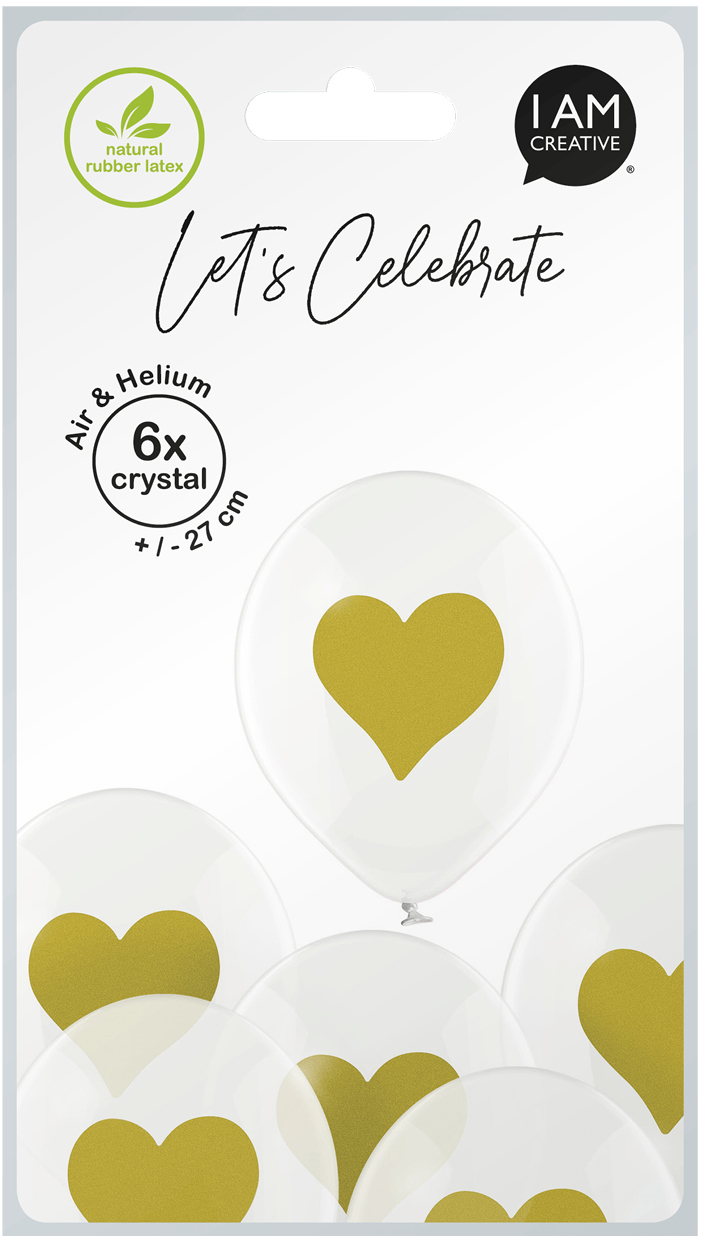 photo I AM CREATIVE Ballons Cur doré 27cm 1000-1059 transparent 6 pièces
