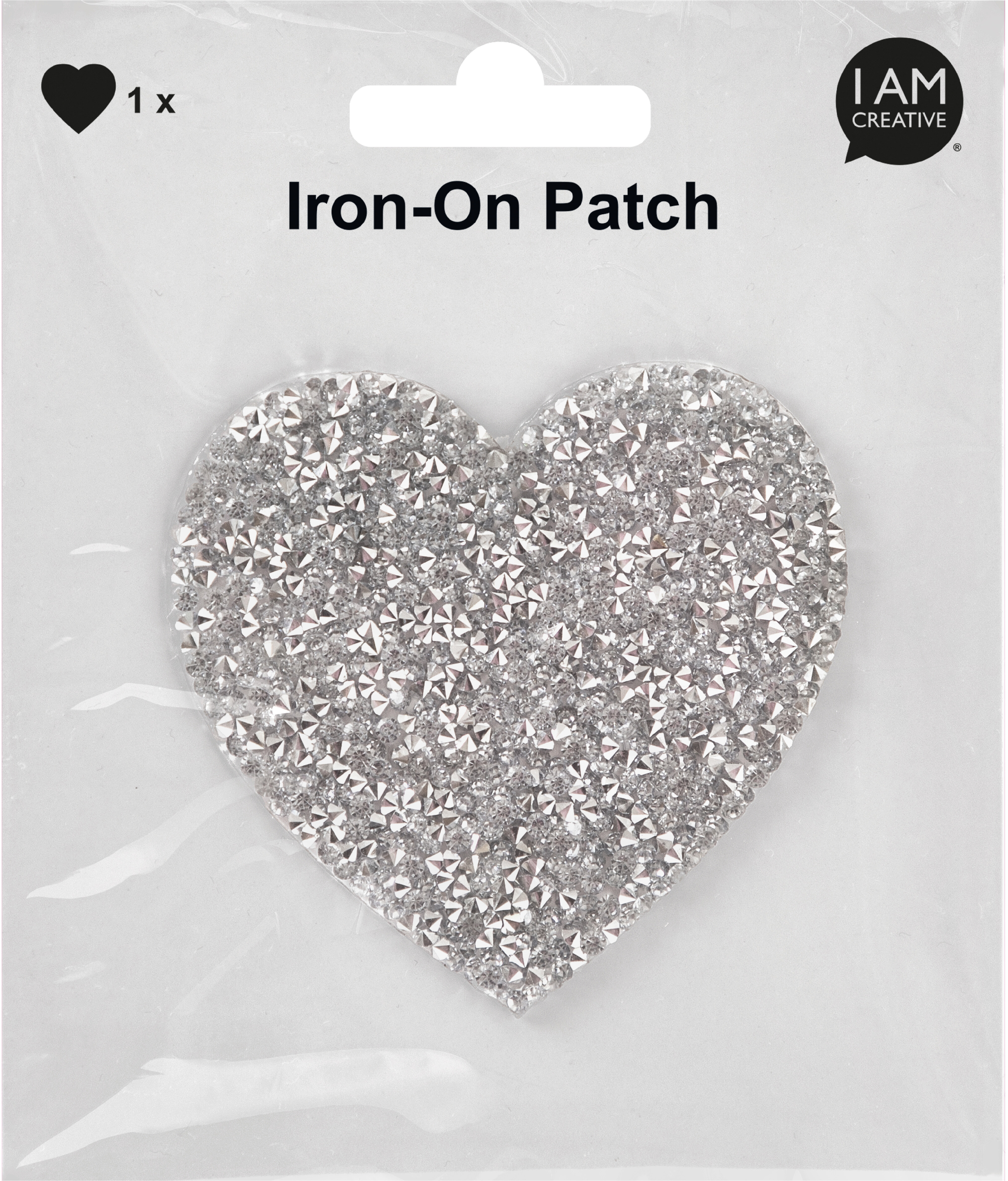 photo I AM CREATIVE Iron-On Patch 1214.12 Cur avec strass 3 pièces