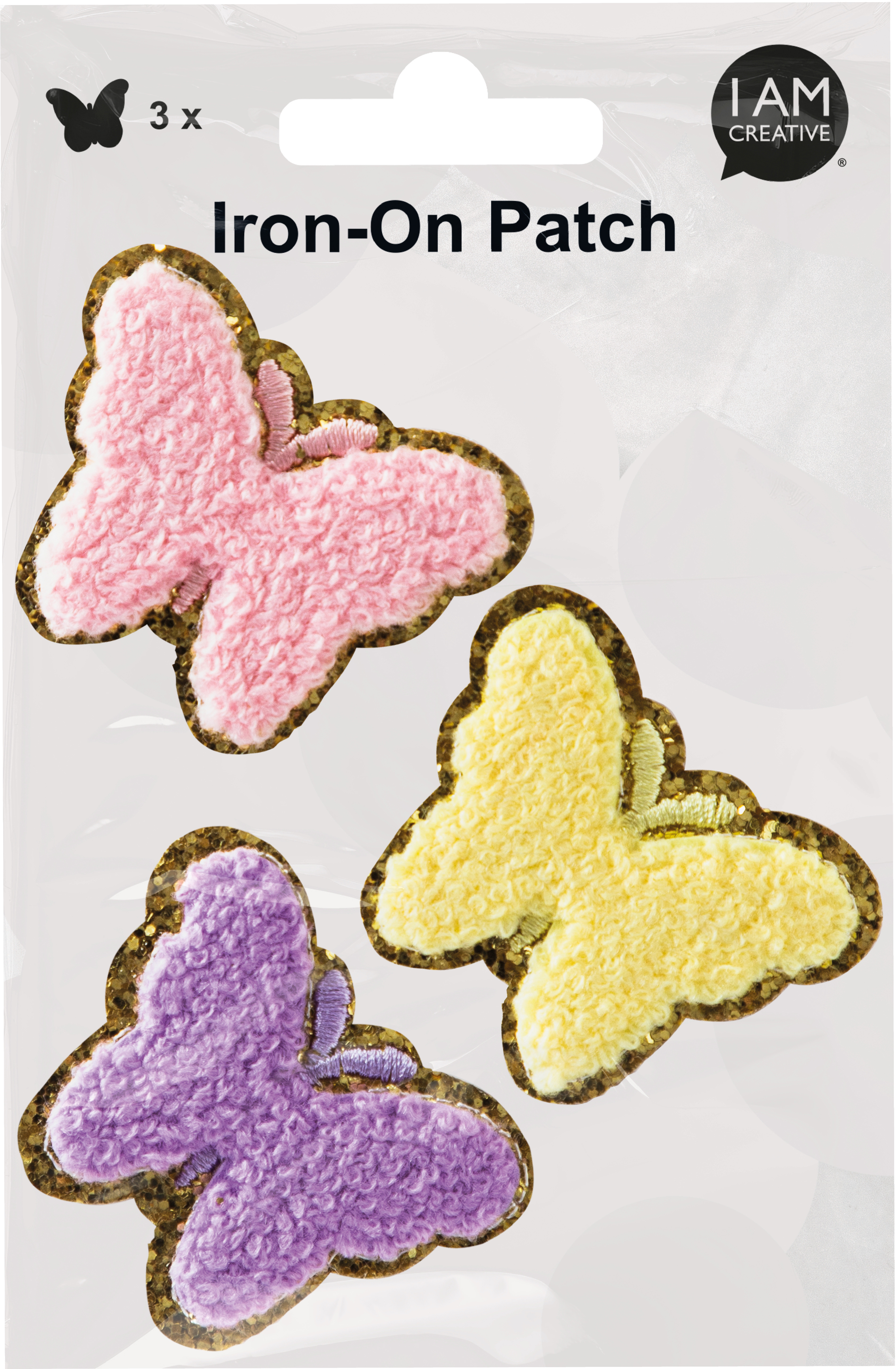 photo I AM CREATIVE Iron-On Patch 1214.15 Papillon 3 pièces