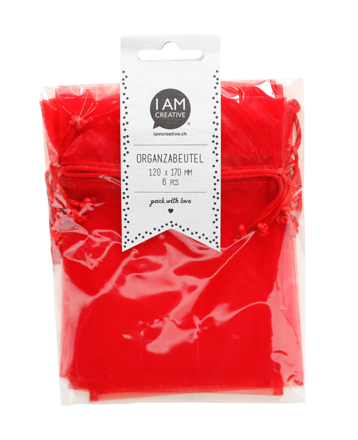 photo I AM CREATIVE Sachets en organza 12x17cm 2100.09 rouge 6 pièces