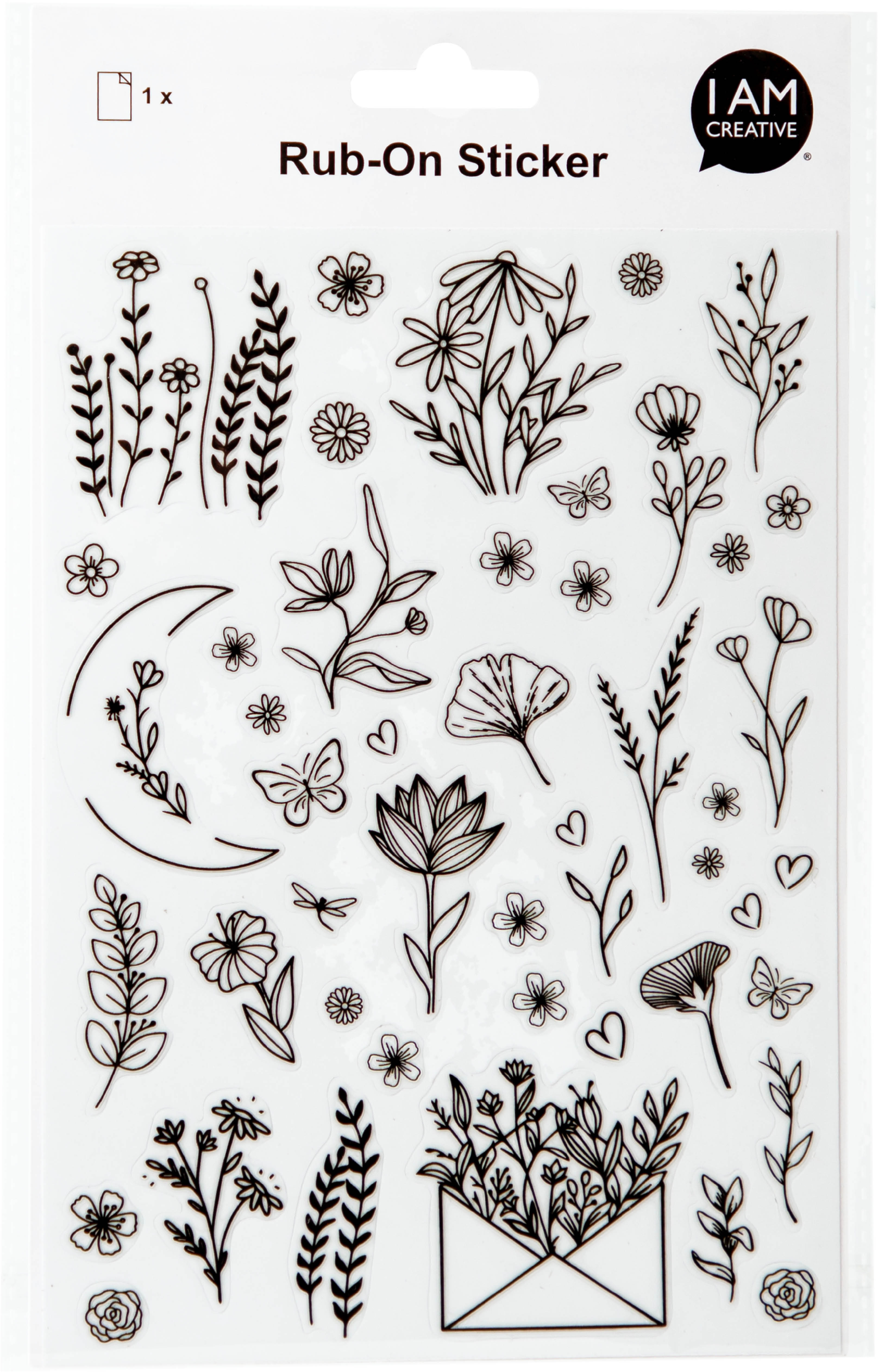 photo I AM CREATIVE Rub on Sticker A5 4010.58 Fleurs