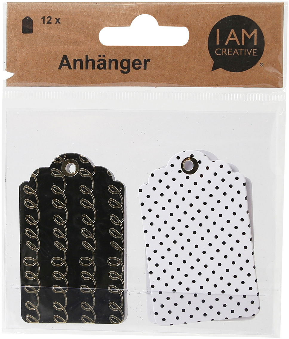 photo I AM CREATIVE Gift Tags 4077.25 ass. noir/blanc, 12 pcs.