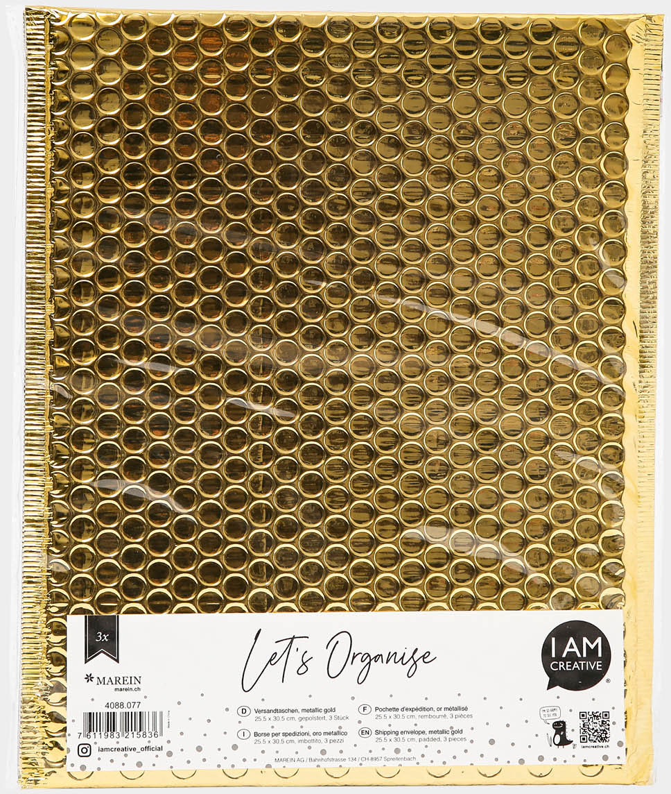 photo I AM CREATIVE Sac cadeau Let`s Organize 4088.077 or métallique 3 pièces