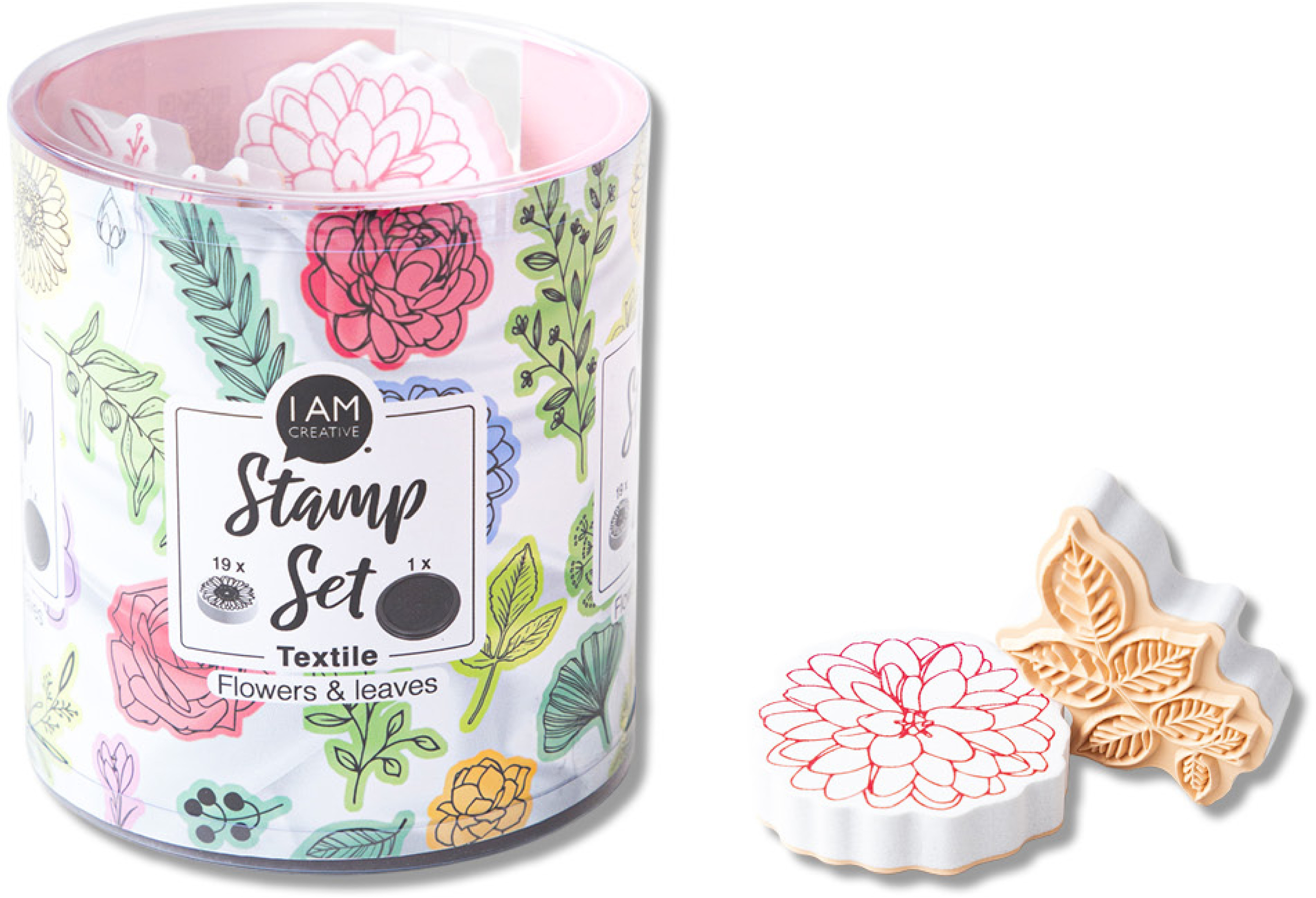 I AM CREATIVE Textilstempelset 4093.06 Blumen und Blätter 20 Stück