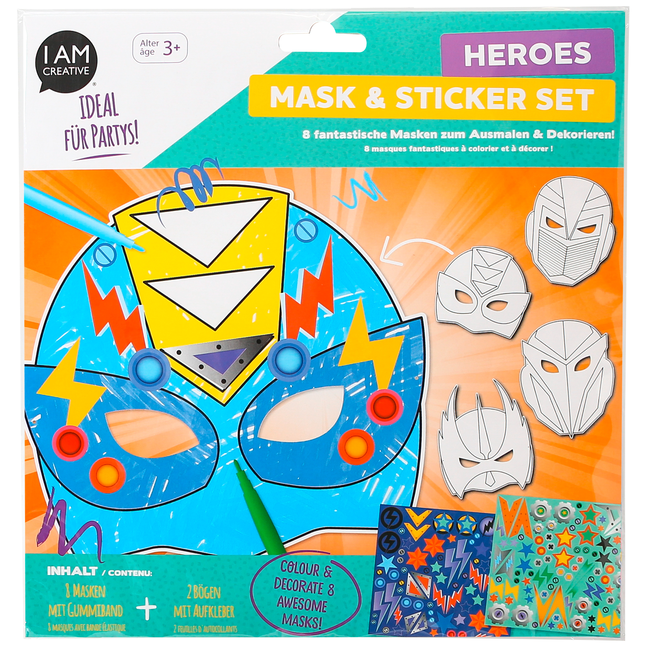 I AM CREATIVE Masques 4220.09 super-héros, autocollants