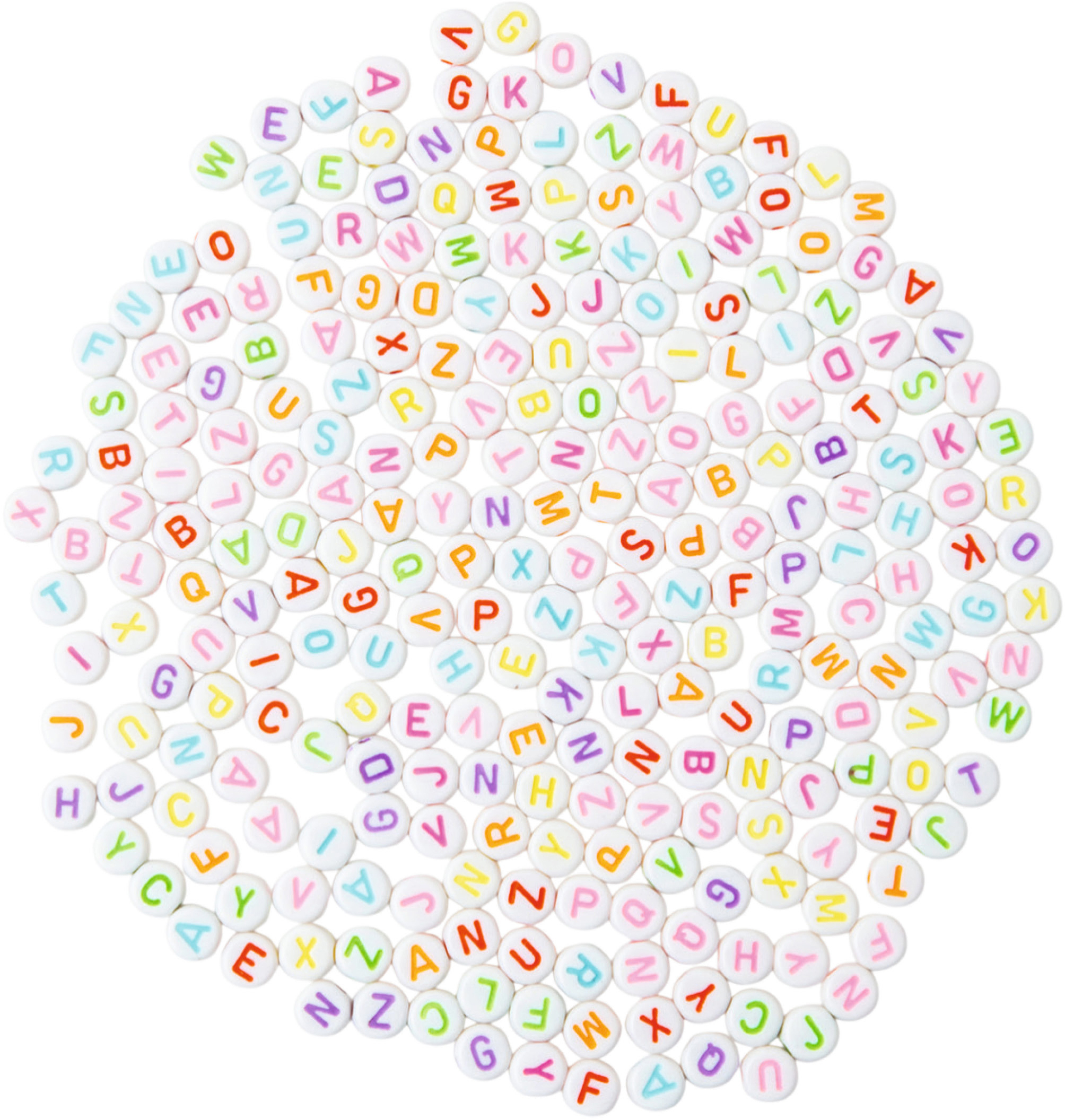 photo I AM CREATIVE Perles lettres, rondes 4701.04 blanc, coloré, 6mm 40g