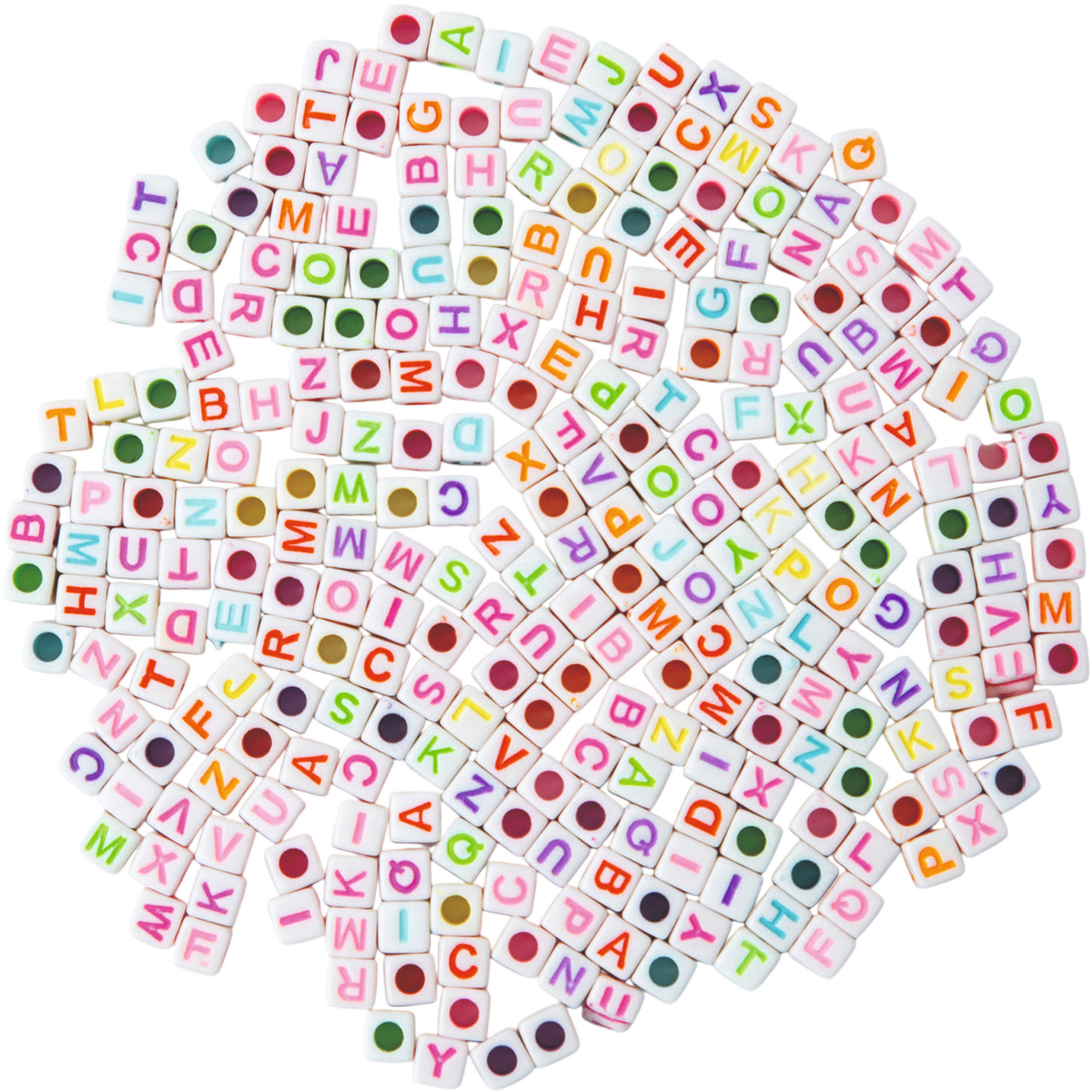 photo I AM CREATIVE Perles lettres, carrées 4701.08 blanc, coloré, 6mm 50g