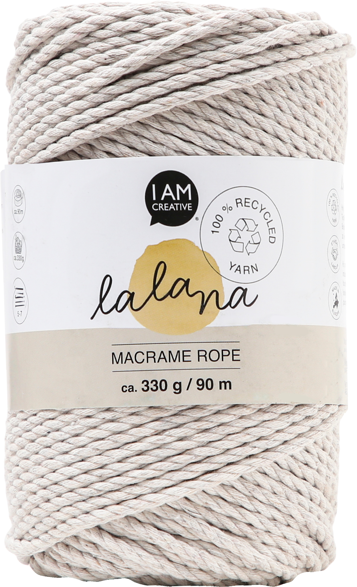 I AM CREATIVE Macrame Rope 6204.29 stone 3mm, 330g