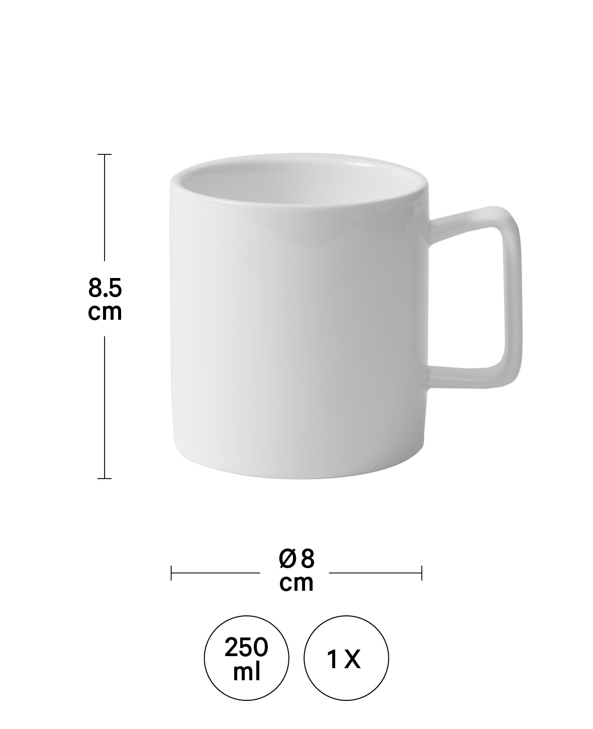 I AM CREATIVE Mug en porcelaine 250ml MAA5000.125 blanc 8x8.5cm